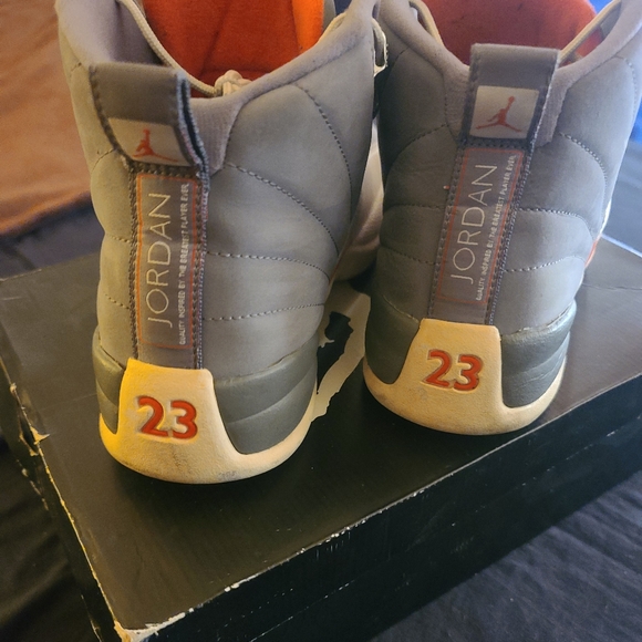 Jordan Retro 12 "Cool Grey" | Shoes | Grey/White/Orange | Size: 11.5 | Sneakers - Picture 6 of 12